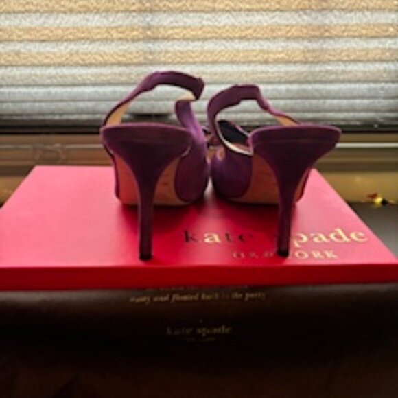Kate Spade African Violet Suede Purple Sequin Bow heel shoes size 7 M - Picture 3 of 6